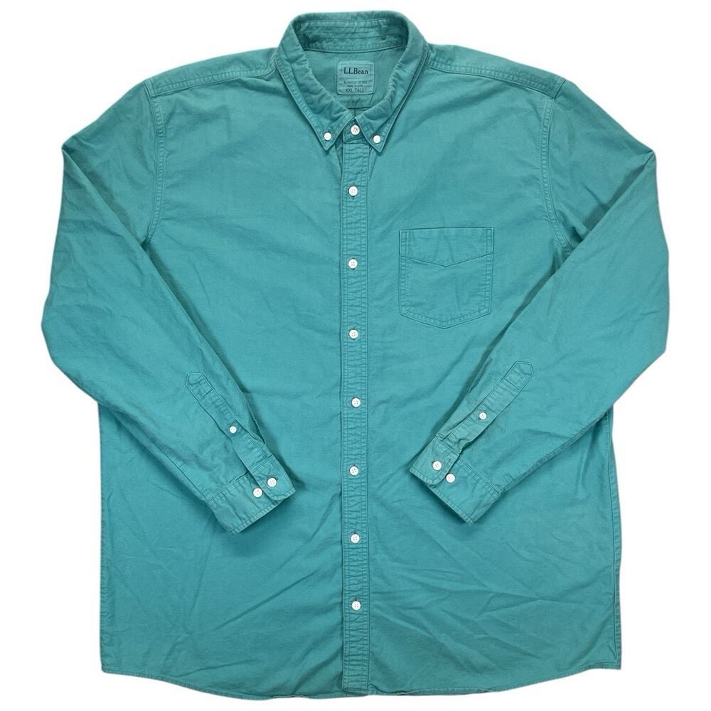 L.L.Bean Men’s XXL Tall Slightly Fitted 100% Cotton Long Sleeve Shirt Teal